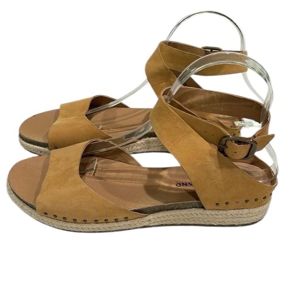 Lucky Brand Gladas Espadrille Ankle Wrap Wedge Sandal SZ 8 Desert Sand